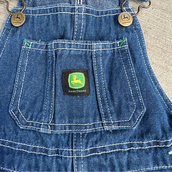 Kids John Deere Blue Denim Bibs Overalls Jeans Youth Small - Picture 3 of 8